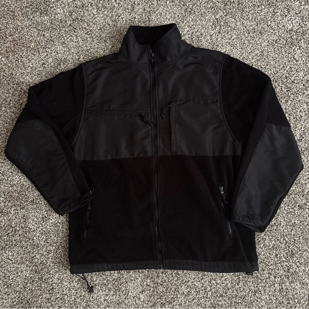 Beverly Hills Polo Club Mens Black Gray Colorblock Full-Zip Fleece Jacket Size L